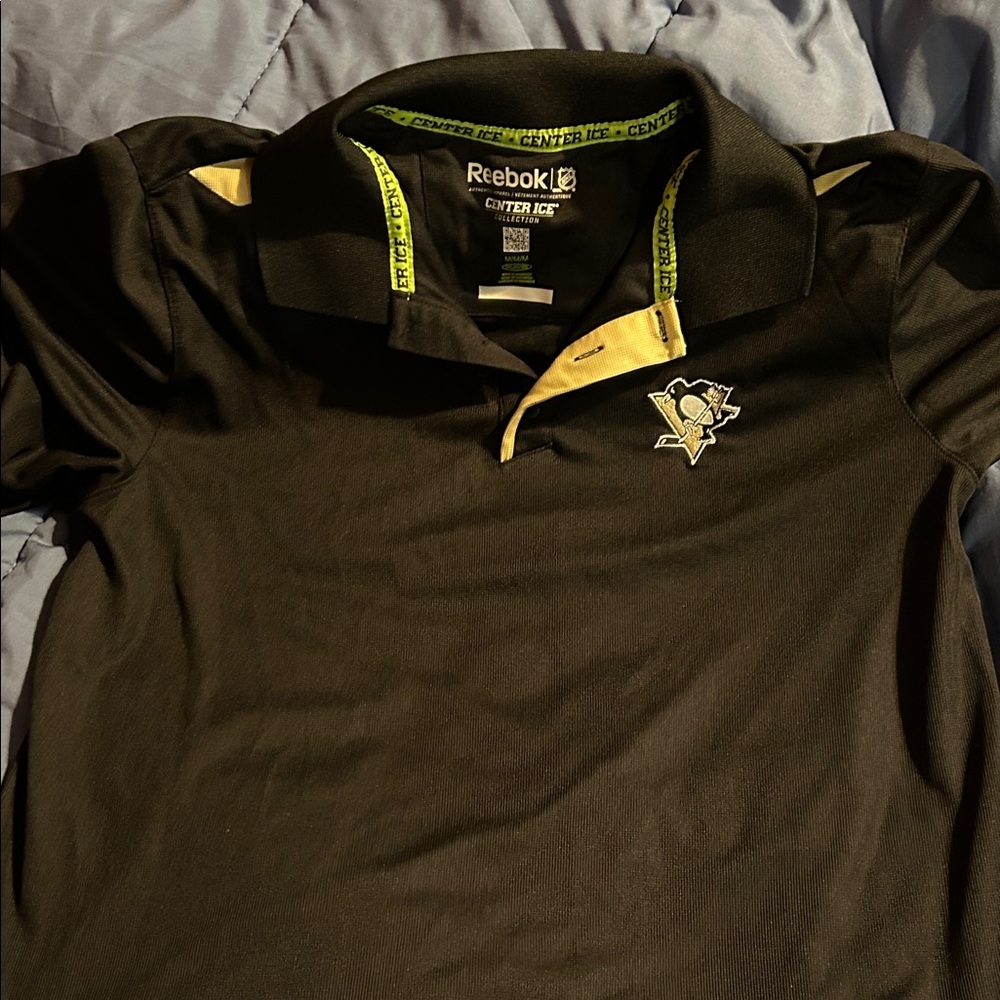 Reebok Black Polo Shirt with Yellow and Green Details